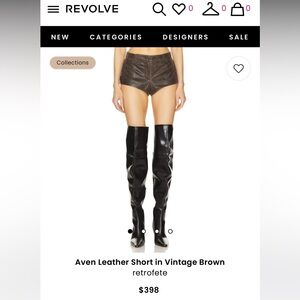 **NWT** retrofete - Aven Leather Short in Vintage Brown